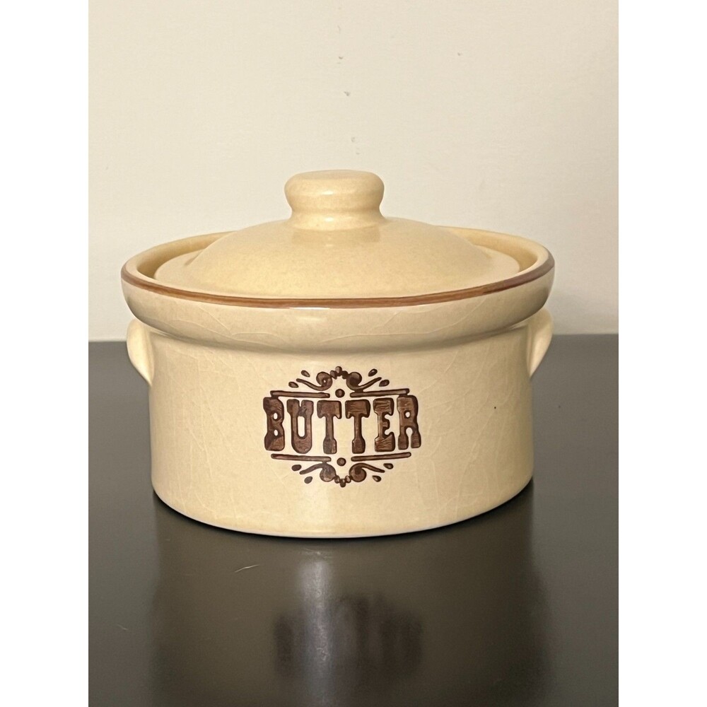 Vintage Pfaltzgraff Stoneware Village Pattern 1070 #065 Butter Tub w/Lid